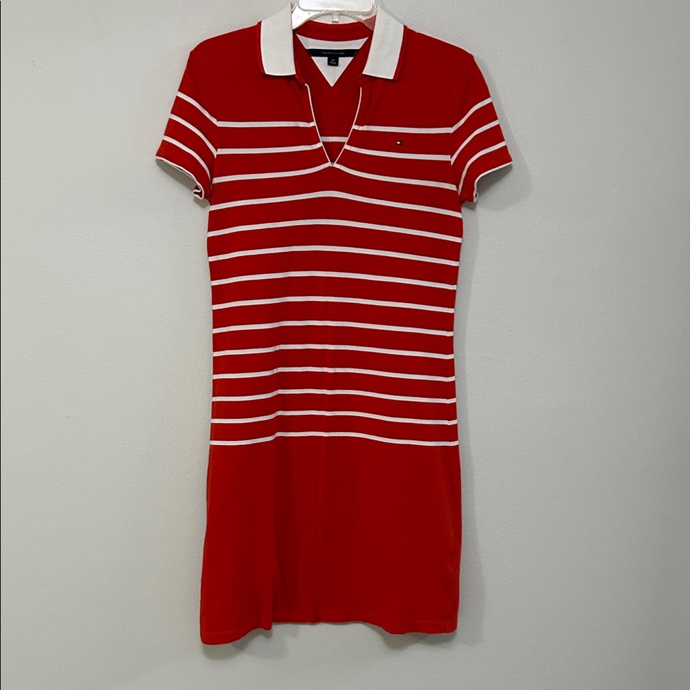Tommy Hilfiger Red and White Striped Polo Dress